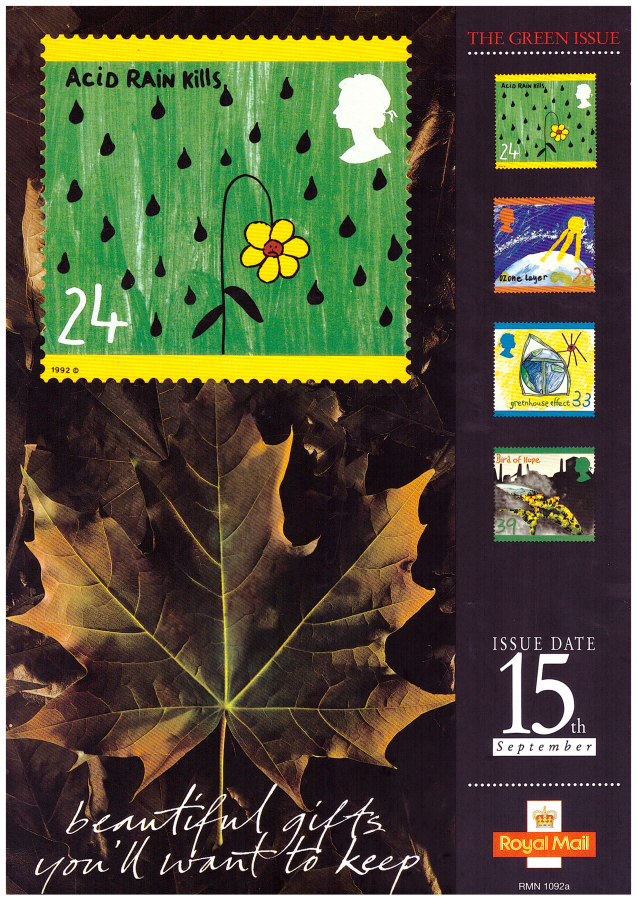 (image for) 1992 Green Issue Royal Mint Post Office A4 poster. RMN 1092a.